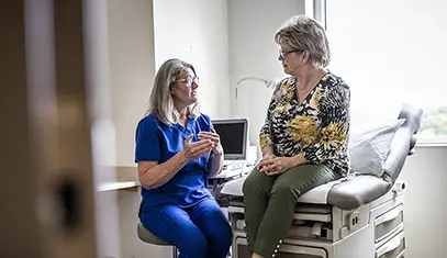 Woman in doctor's office
