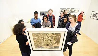 students in the museum